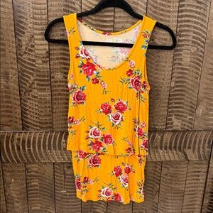 Latched Mama Floral Yellow Sleeveless Tank Top